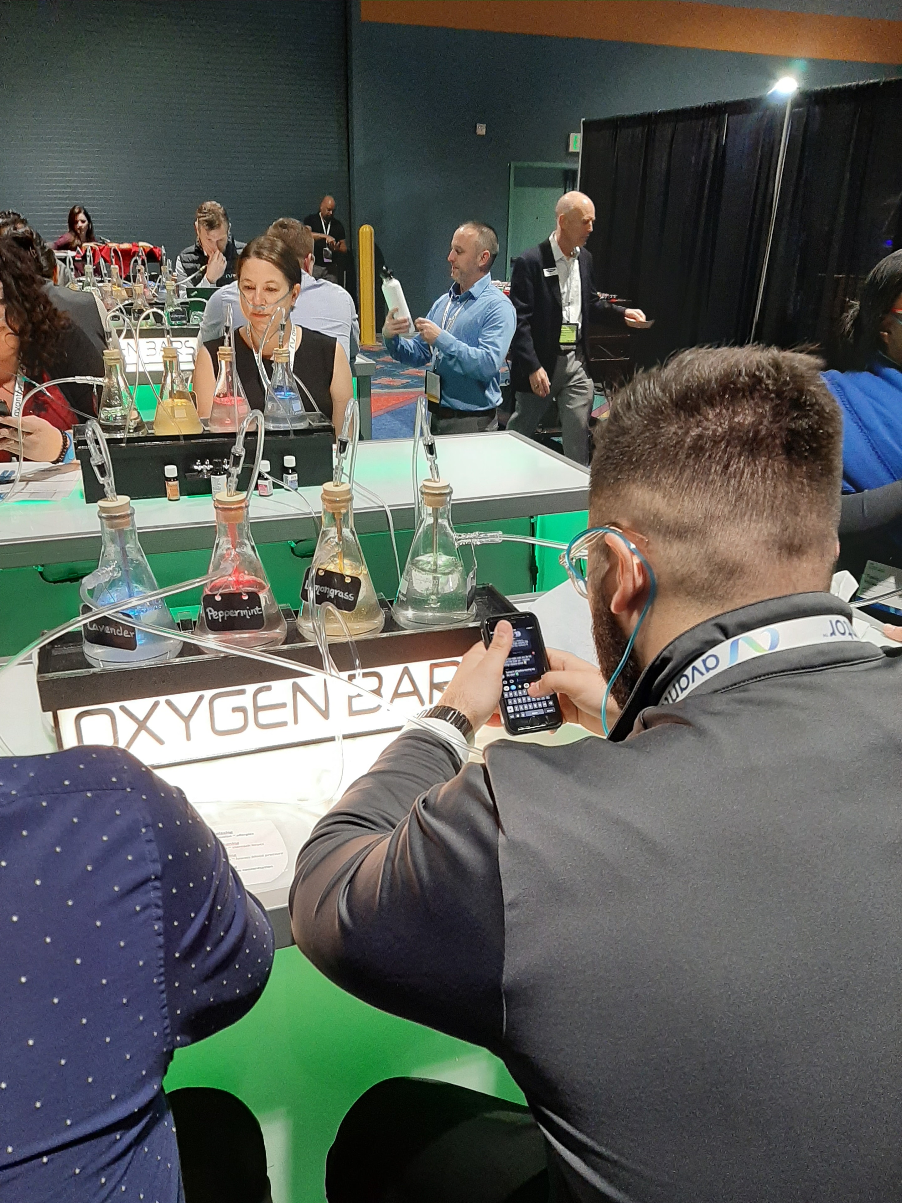 Guests enjoying an oxygen bar at a corporate event